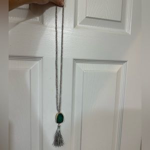 Long gray and green necklace